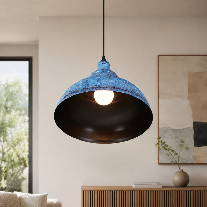 Blue Single Head Adjustable Pendant Light (including E26 Warm Light Bulb)