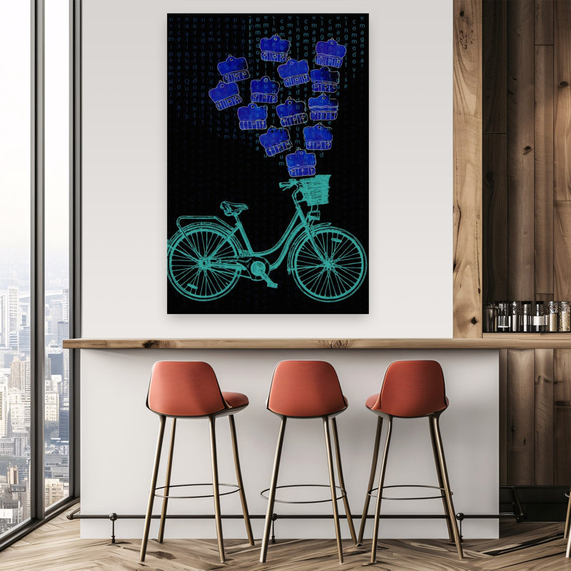 «Connaissances voyage bicyclette», impression d'art contemporain, 60" H x 40" W