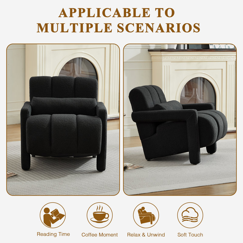 Jakeim 28‘’ Upholstered Accent Chair with Arm, Black