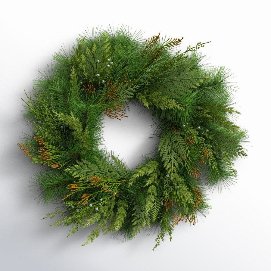 Artificial 24" Mixed Pine & Juniper Wreath