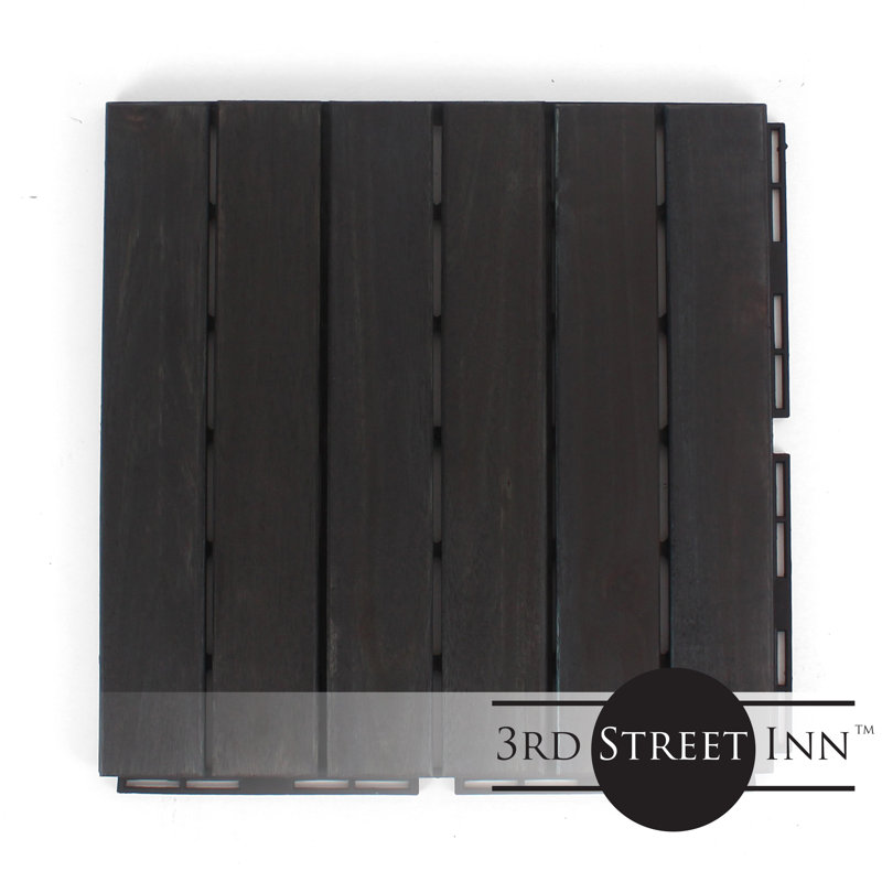 Carreau de terrasse en bois 12 po x 12 po, Noir