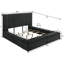 Très grand lit avec tête de lit moderne élégante et options de rangement, solutions glamour noires, finition