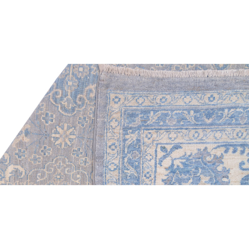Tapis bleu clair / ivoire de haute qualité noué à la main Ziegler 3000