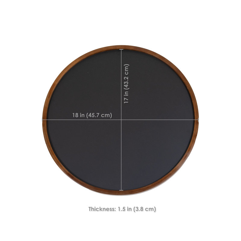 Tableau noir rond mural magnétique avec cadre brun rustique