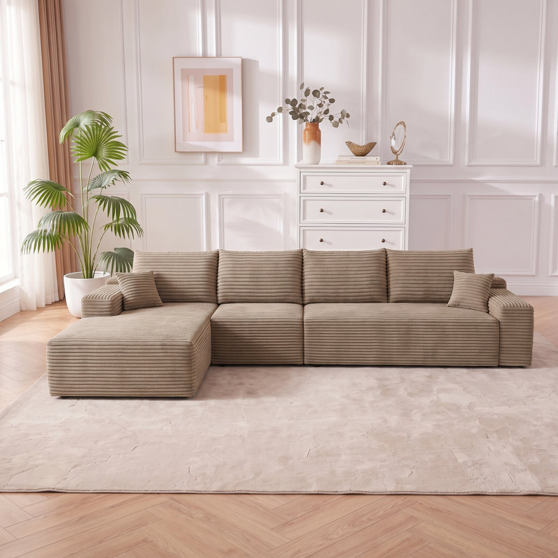 Canapé modulaire en forme de L de 135 po, siège modulaire moderne à assise profonde, aucun assemblage requis pour la chambre à coucher du salon