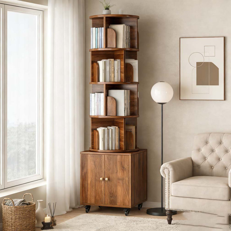 Bibliothèque rotative, Cabine brune en noyer