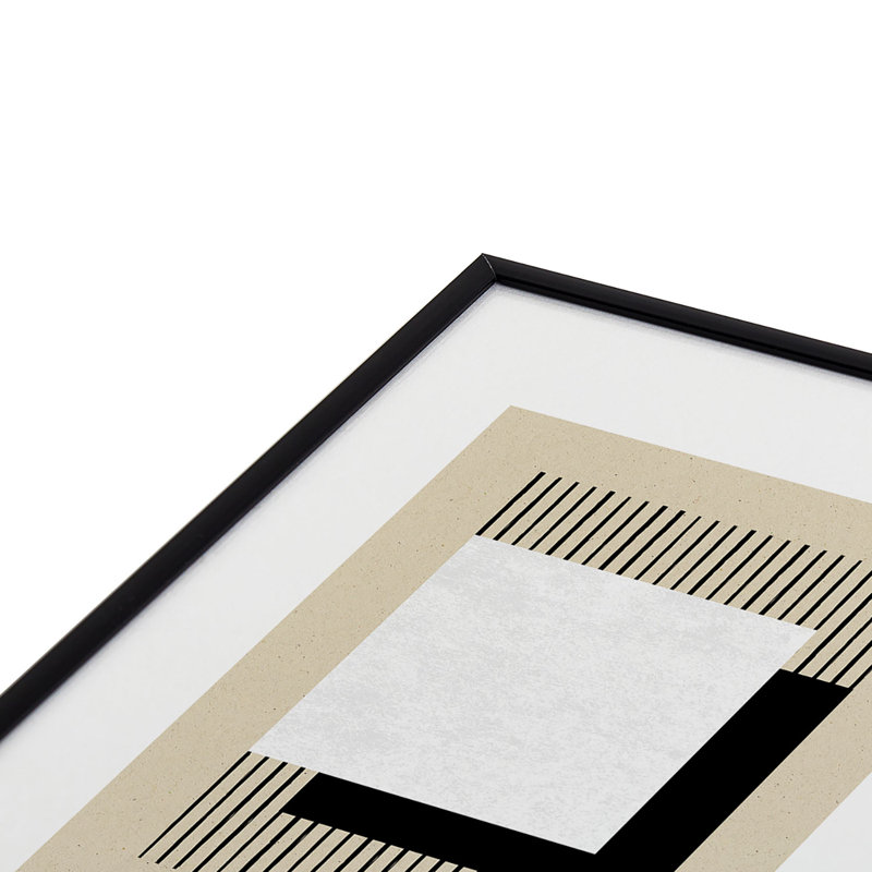 «MoonlightPrint Square BW Stripes», reproduction d'art encadrée en métal, H 10 po x l 8 po, Noir