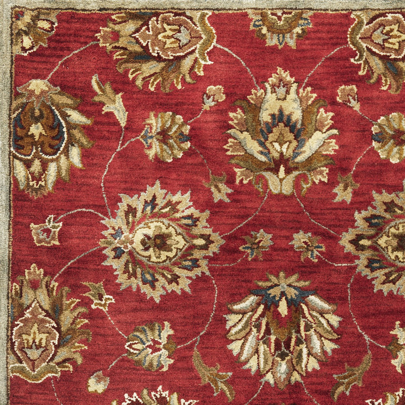 Tapis d'intérieur floral en laine touffeté à la main 3 pi x 5 pi