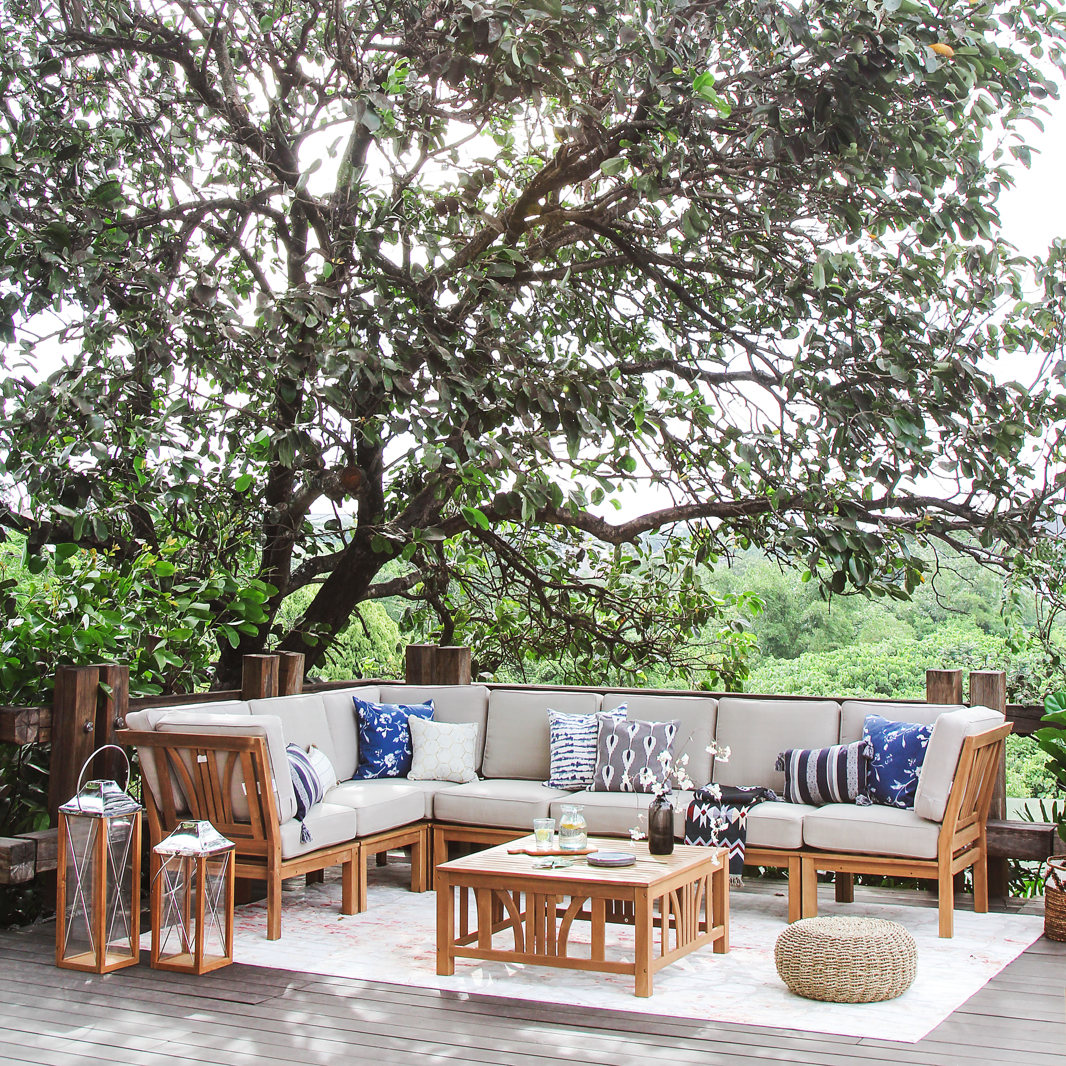 Brunswick Outdoor Seating Group with Cushions Birch Lane Cushion Color Navy Performance Olefin