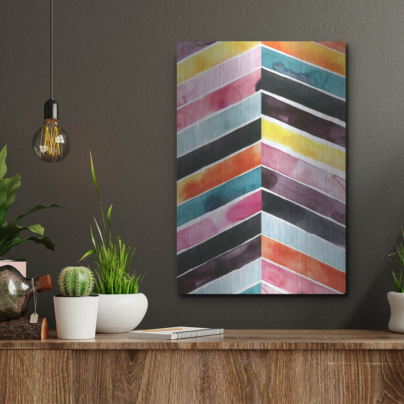 «Vivid Watercolor Chevron I» par Grace Popp, H 16 po x l 12 po