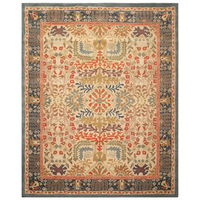 Oriental Rug Of Houston Hand Tufted Wool  KPSI Arts And Craft Oriental Area Rug Beige, Blue Color