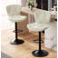 Tabouret de bar pivotant à hauteur réglable pour animaux de compagnie avec dossier, tissu technique résistant aux égratignures, repose-pieds et base en métal noir - Chaise de bar durable pour îlot de cuisine, bar de salle à manger, propriétaires d-1806675159-1806675156