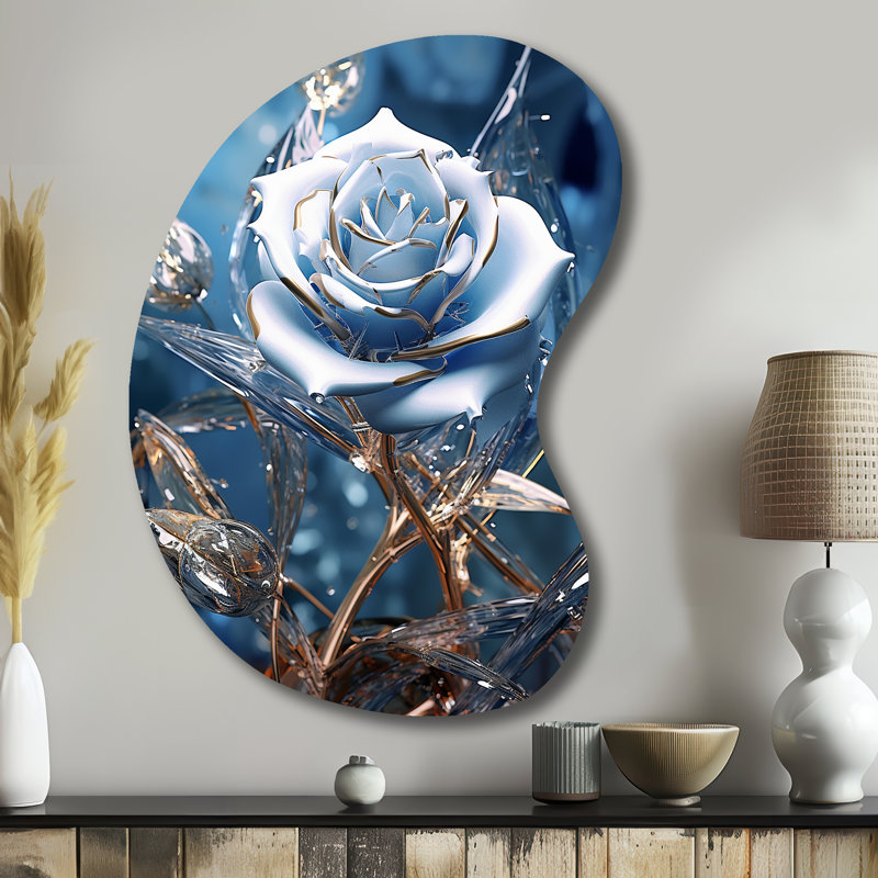 Cheshunt - Rose Boom Shape - Art mural métallique asymétrique, H 39 po x l 28 po