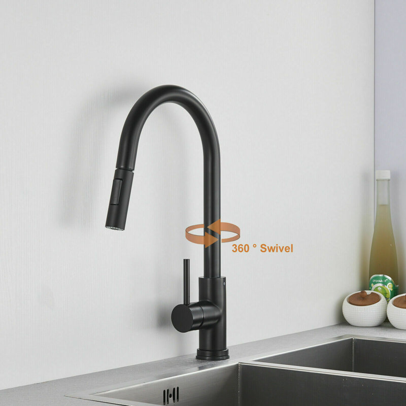 Matte Black Touch Sensor Kitchen Faucet with Pull Down Sprayer, Single Handle High Arc Touch Activated Pull Out Kitchen Faucets