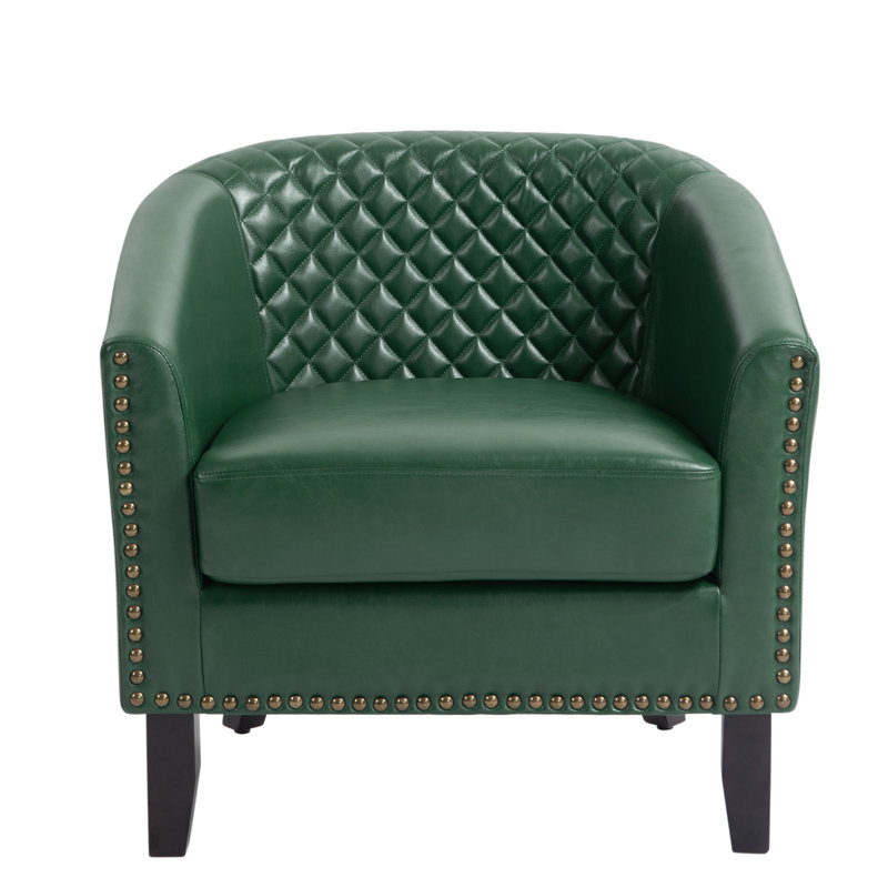 Fauteuil demi-tonneau Emberly, Similicuir vert