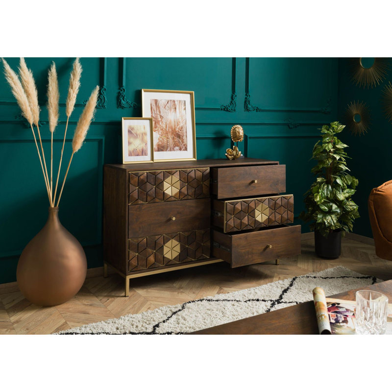 DIAMOND 122cm Solid Wood Sideboard, Brown