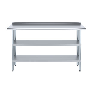 Stainless Steel Prep Table with 1.5 in. Backsplash and 2 Undershelves