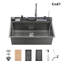 Évier de cuisine 33 po à cuve simple encastrée en acier inoxydable avec affichage numérique de robinet rétractable