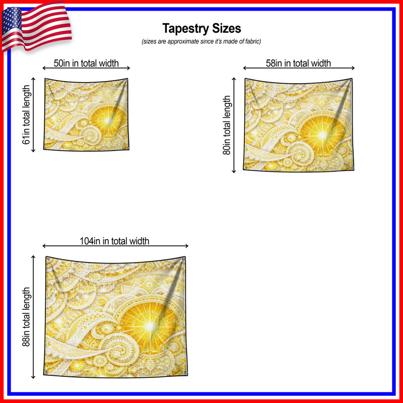 Tapisserie murale complexe - art mural Mandala, 104in H x88 with 4 Grommets