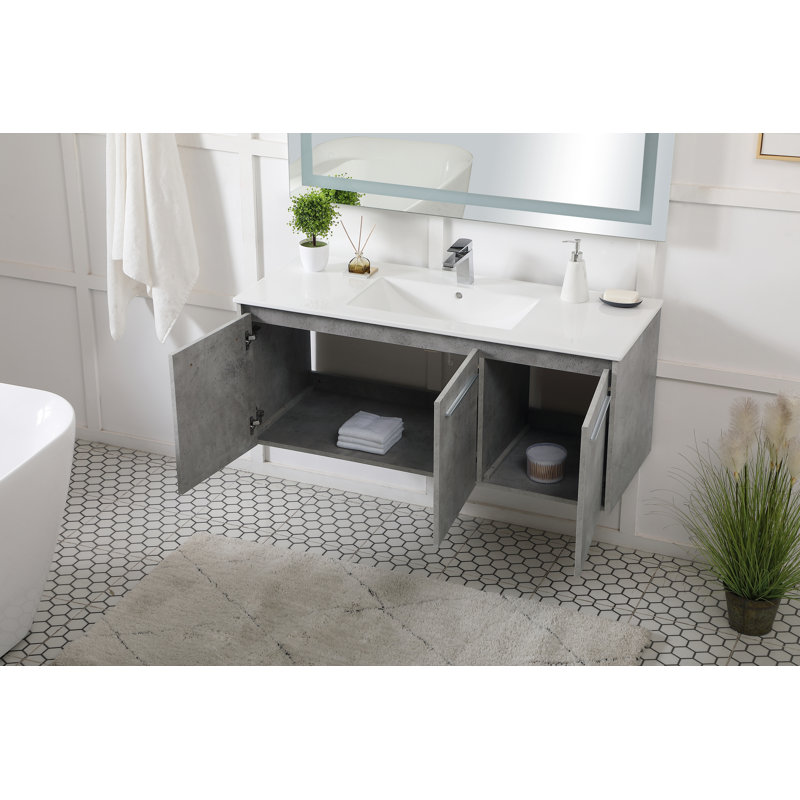 Meuble-lavabo mural simple de 48 po Agostini, Gris béton