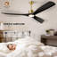 Ventilateur de plafond intelligent 52 po avec lumière, 3 pales en ABS, télécommande à 6 vitesses et commande vocale APP, 3CCT, à intensité variable, moteur réversible BLDC-133387528-133438085
