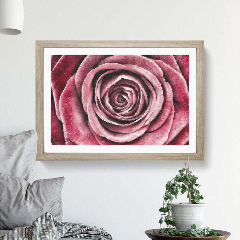 Pink Rose Flower Vol.2 - Framed Print, 27cm H x 36cm W x 2cm D, Oak Framed