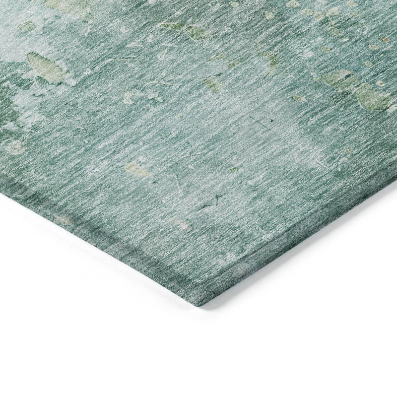 Tapis émeraude intérieur / extérieur lavable à la machine Claudian ACN1234, Tapis de couloir 2 pi 3 po x 7 pi 6 po