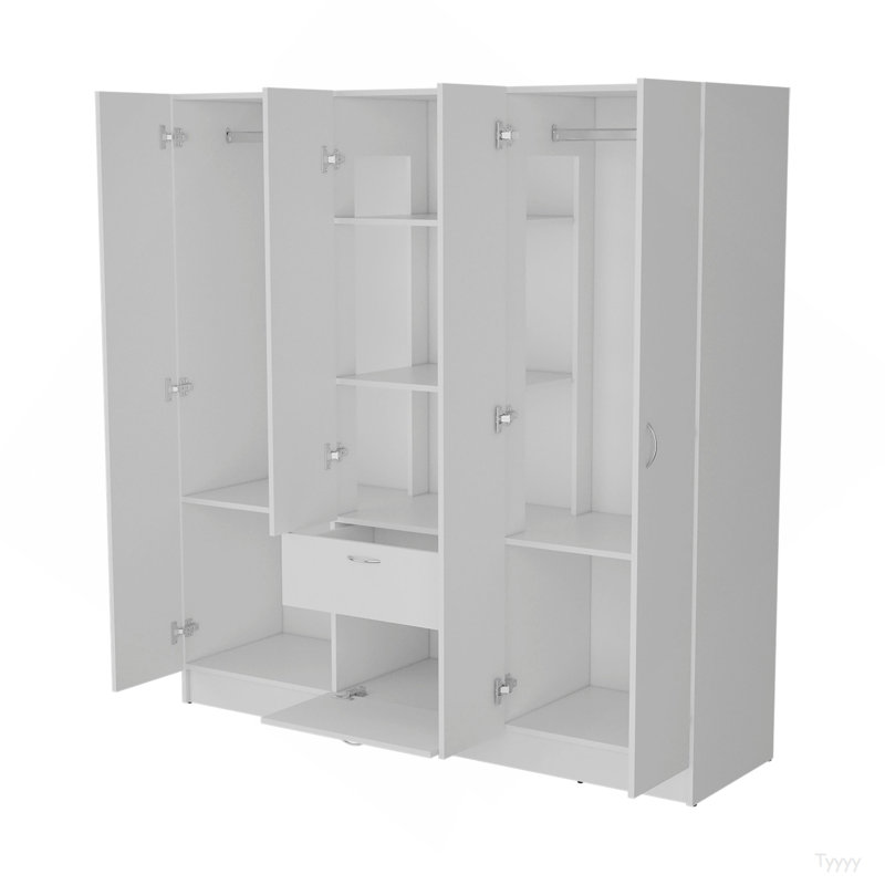 Armoire blanche à 6 portes avec tablette et tiroir