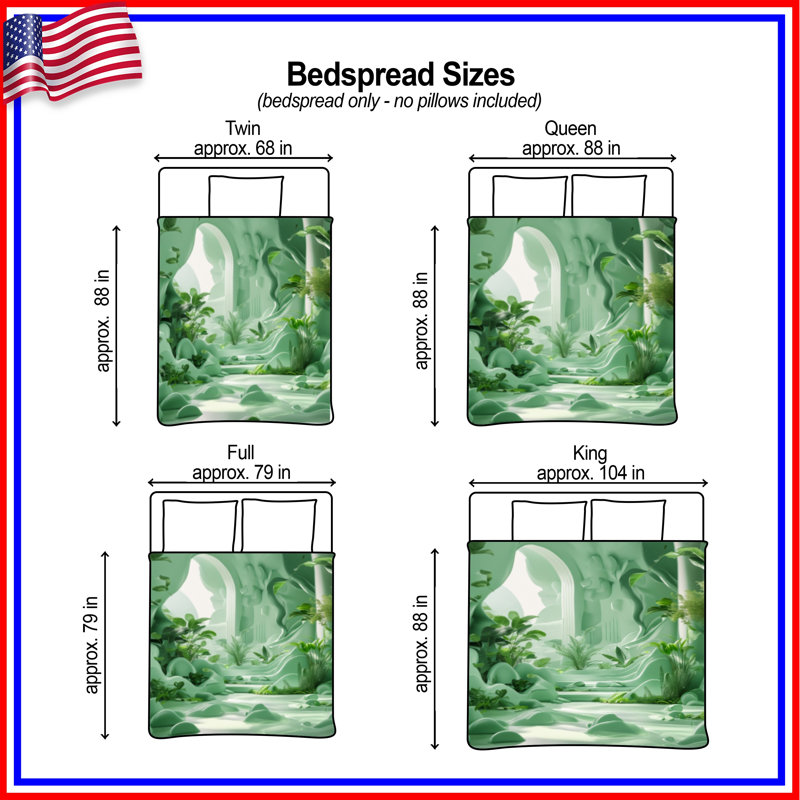Lush Greenery Interior Quilted Bedspread All Sizes, Twin
