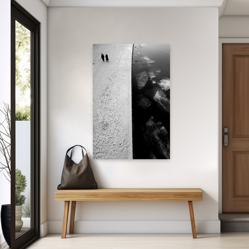 «Winter Shore Walk Abstract Contemporary Landscape Nature», reproduction d'art murale, 60" H x 40" W