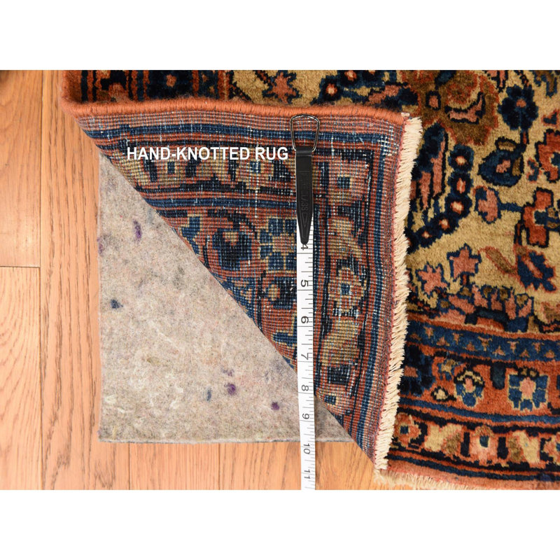 Tapis oriental noué à la main de couleur saumon corail 9 pi 10 po x 13 pi 7 po Mohajeren Sarouk de Dewsbury