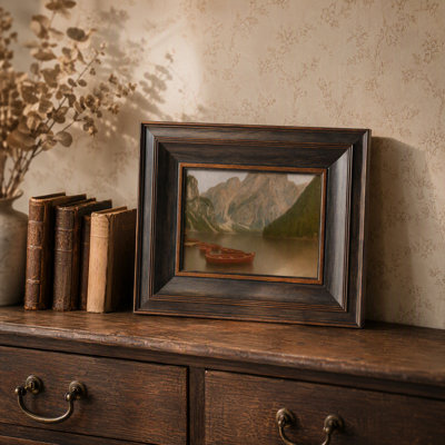«Vintage Mountain Lake», art mural encadré rétro