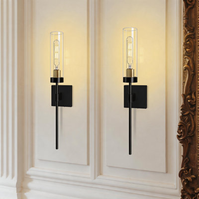 Battery Operated Wall Sconce With Remote Control（Set of 2), Dimmable Wireless Wall Light For Bedroom Living Room  Hallway