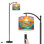Lampe sur pied à arc avec abat-jour réglable en vitrail lampe sur pied coucher de soleil scène de mer 3 températures de couleur à haut gradateur avec interrupteur au pied pour la chambre à coucher