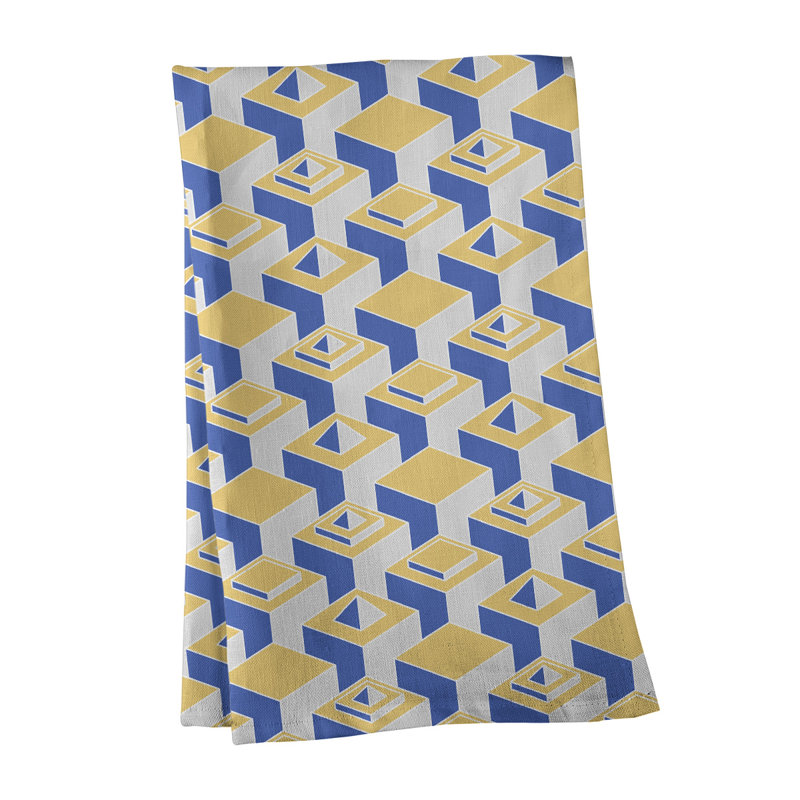 Serviette de thé skyscrapers Patricia Geoffrey, Jaune / mauve / gris, Polyester sergé