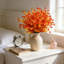 Arrangement floral de luxe, feuillage orange mélangé avec eucalyptus et fougères pour toutes les saisons - centre de table pour l'Action de grâce, le mariage, le bureau et le salon