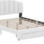 Grand lit plateforme tapissier avec table de chevet en molleton Abinayan Teddy-816606650