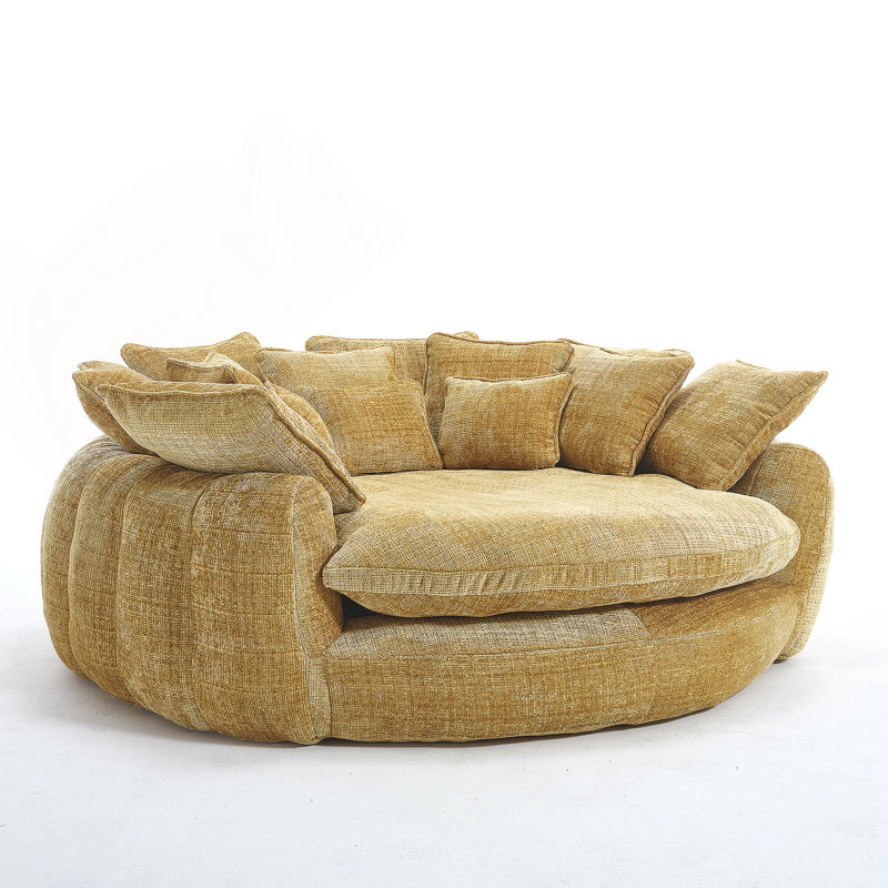 Canapé-lit double confortable avec accoudoirs, fauteuil rond décoratif surdimensionné à haut dossier pour le salon et la chambre à coucher