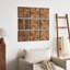 Décoration murale rustique en bois massif, motif géométrique, ensemble de 9, brun