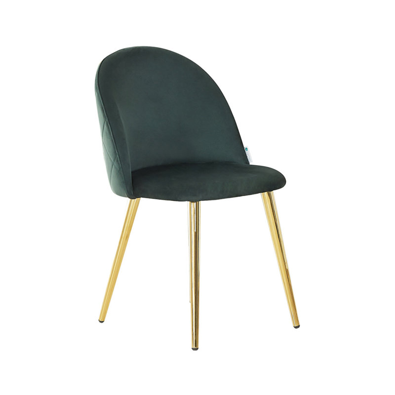 Heavener Modern Velvet Dining Chair - Ergonomic Upholstered Curved Back with Gold Metal Legs - Side Chair for Kitchen Living Room Dining Room - Single