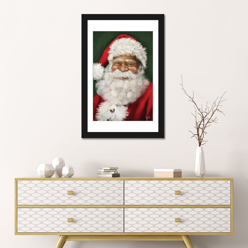 «Jolly Santa II», reproduction d'art murale, papier d'art encadré, H 24 po x l 16 po, Noir
