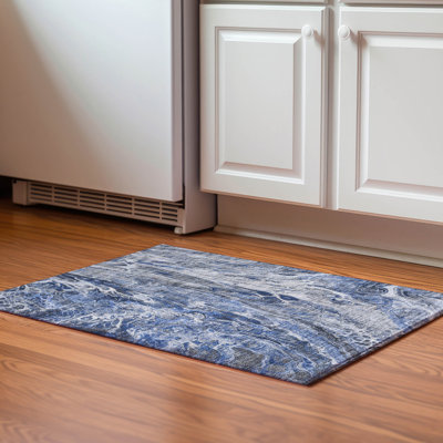Premium Machine Washable Cerrito AMF602 Blue Round Rug