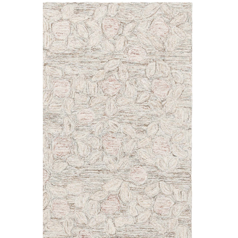 Ebony Hand Tufted Wool;Cotton Floral Rug, Rectangle 3' x 5'