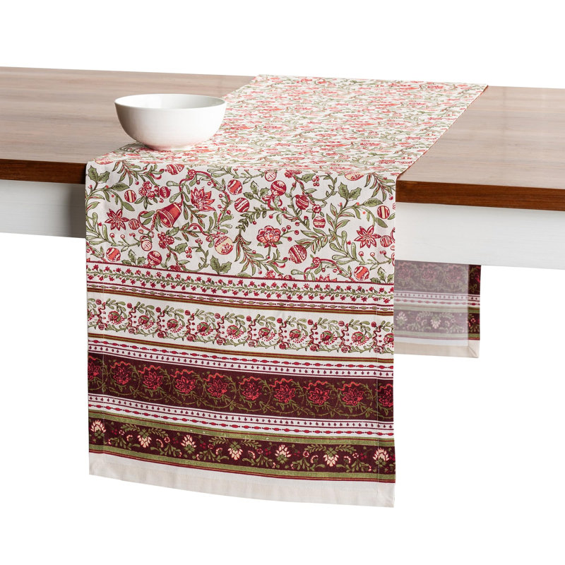 Maison d' Hermine Table runner 100% Cotton Single Layer Table Runners 108 inches long for Thanksgiving Christmas Decorations Home Kitchen Dining Party Wedding (Reveillon Au Jardin, 14.5" x 108")