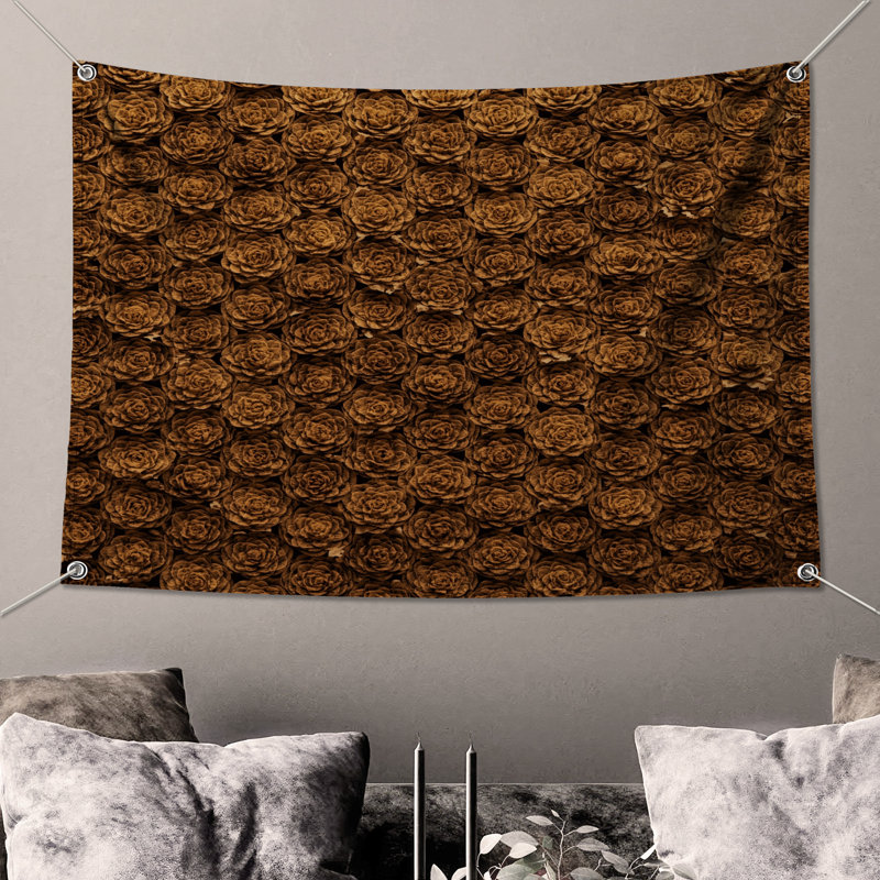 Tapisserie murale «Brown Rose Floral Arrangement» - Décoration murale roses, 50 po H x 60 po L avec 4 œillets