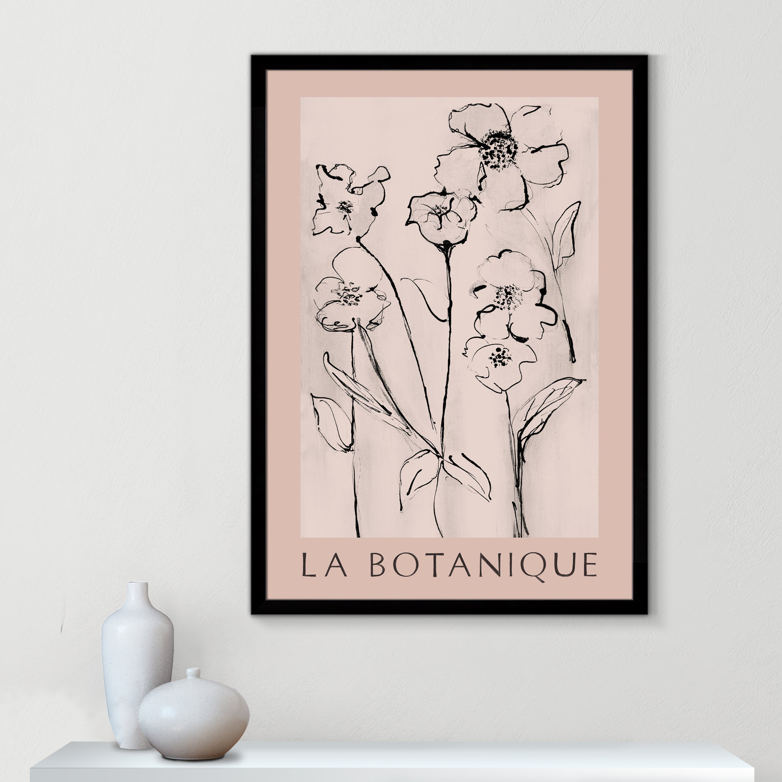 Riya "La Botanique" Print by Susan Jill, Black Single Picture Frame, No, 55" H x 39" W x 1.25" D