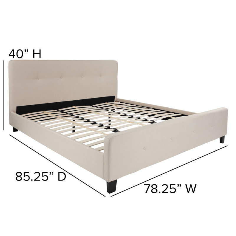 Upholstered Panel Bed, Beige, King