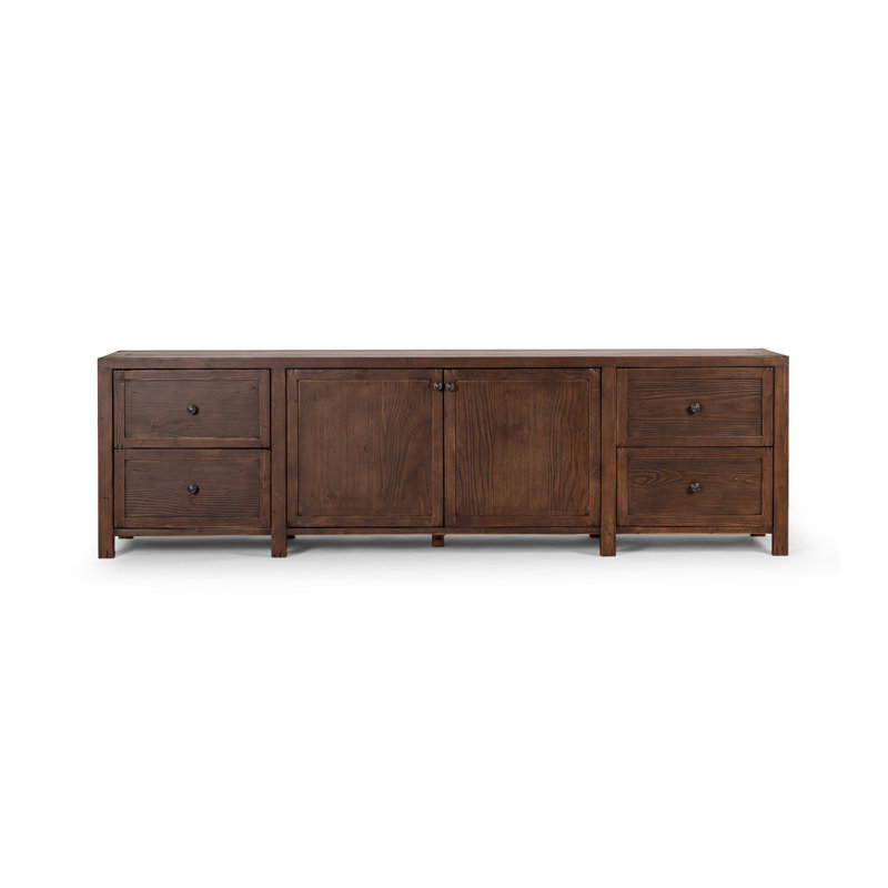 Gaines Solid Wood TV Stand, Dark Brown