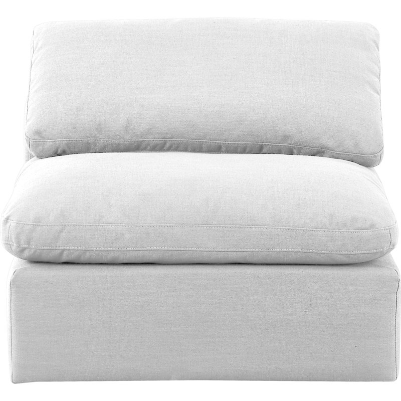 Fauteuil modulaire rembourré Musheerah Indulge, Tissu texturé en lin blanc