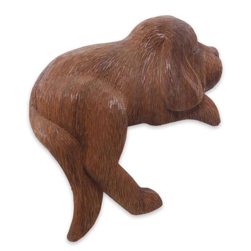 Figurine Sleepy Cocker Spaniel sculptée à la main en bois